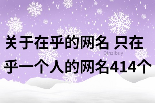 關于在乎的網名 只在乎一個人的網名414個