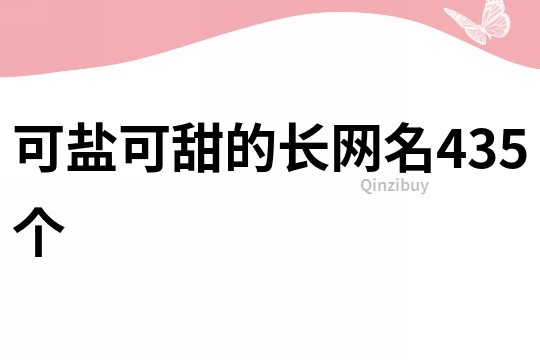 可鹽可甜的長網名435個