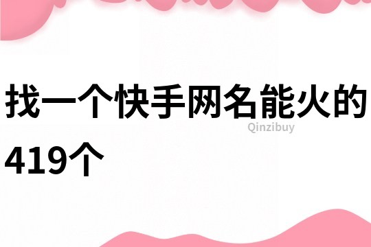 找一個快手網名能火的419個