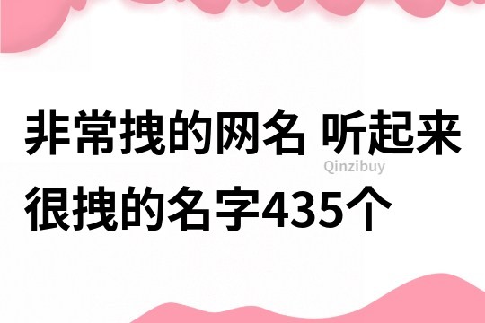 非常拽的網名 聽起來很拽的名字435個