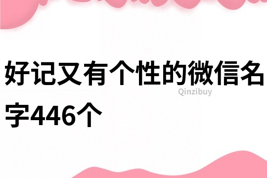 好記又有個性的微信名字446個