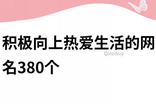 積極向上熱愛生活的網名380個
