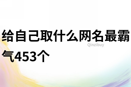 給自己取什么網名最霸氣453個