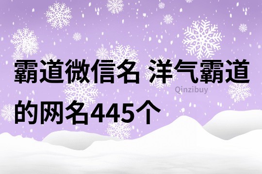 霸道微信名 洋氣霸道的網名445個