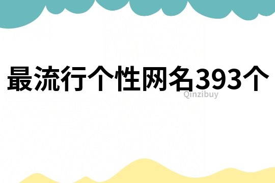 最流行個性網名393個
