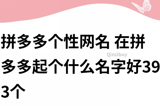拼多多個性網(wǎng)名 在拼多多起個什么名字好393個