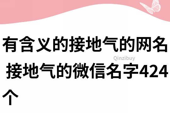有含義的接地氣的網(wǎng)名 接地氣的微信名字424個