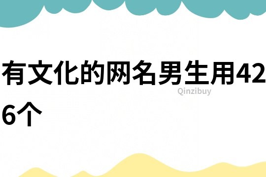 有文化的網名男生用426個