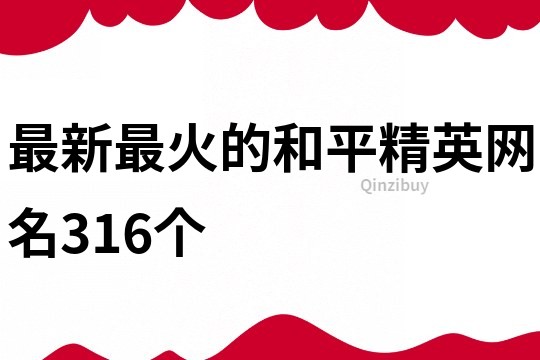 最新最火的和平精英網名316個