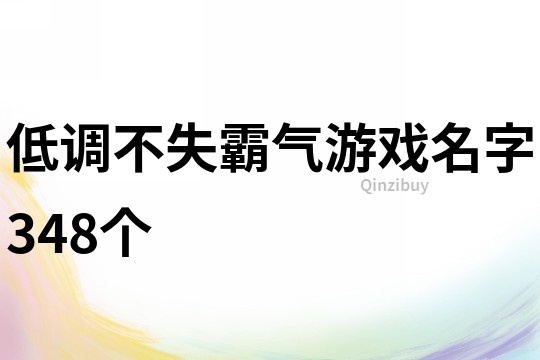 低調不失霸氣游戲名字348個