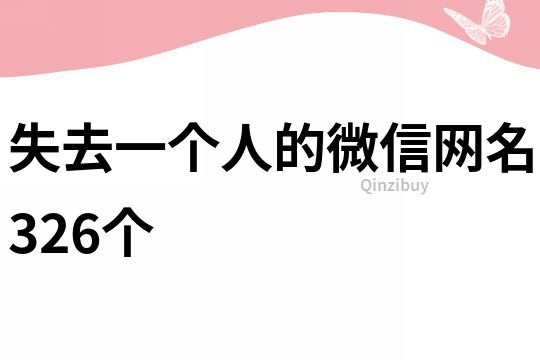 失去一個人的微信網名326個