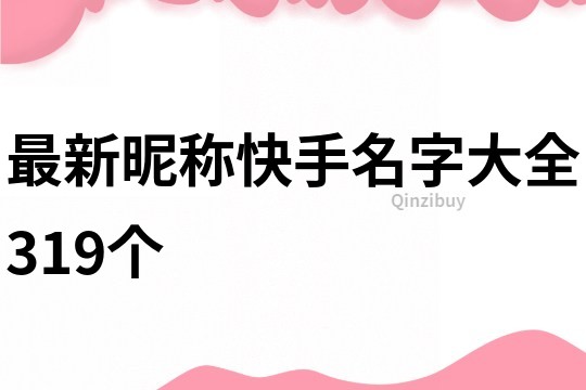 最新昵稱快手名字大全319個