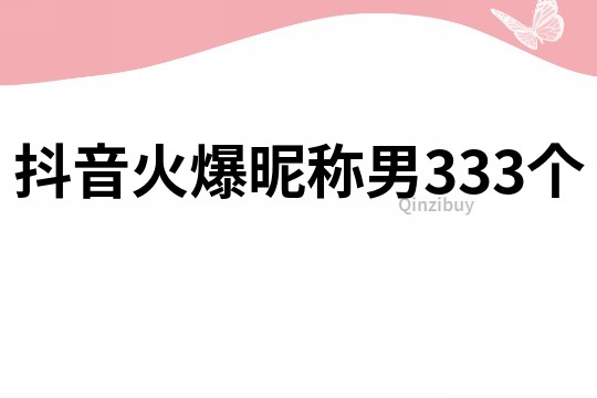 抖音火爆昵稱男333個(gè)
