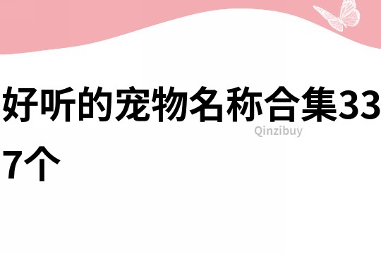 好聽的寵物名稱合集337個