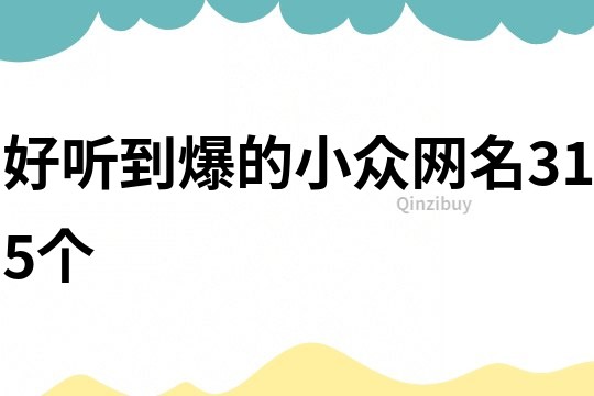 好聽到爆的小眾網名315個
