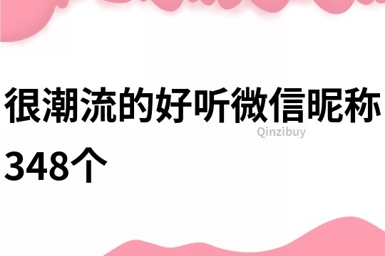 很潮流的好聽微信昵稱348個