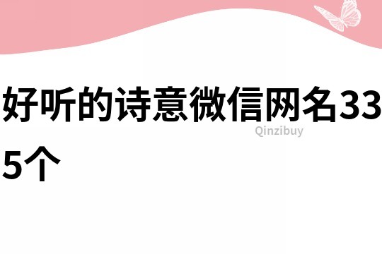 好聽的詩意微信網名335個
