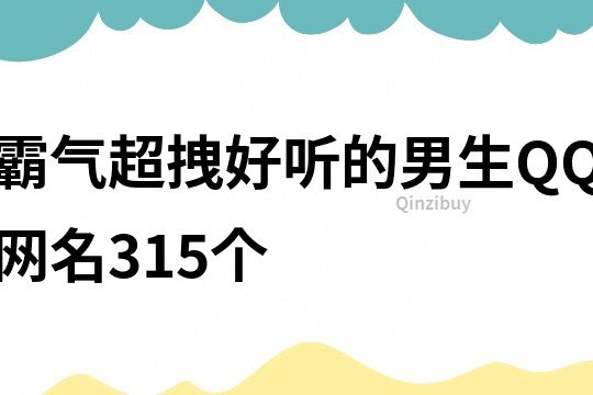 霸氣超拽好聽的男生QQ網名315個