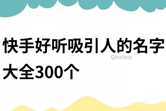 快手好聽吸引人的名字大全300個