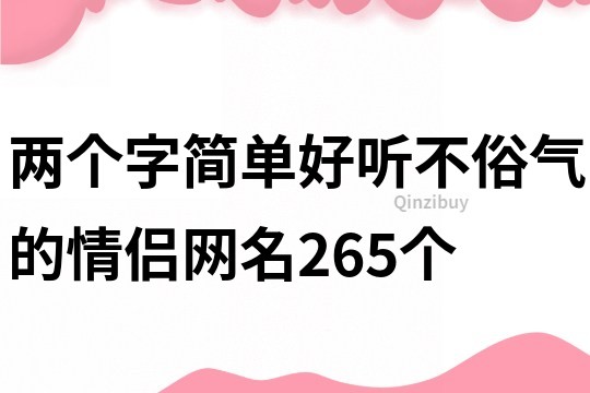兩個字簡單好聽不俗氣的情侶網名265個