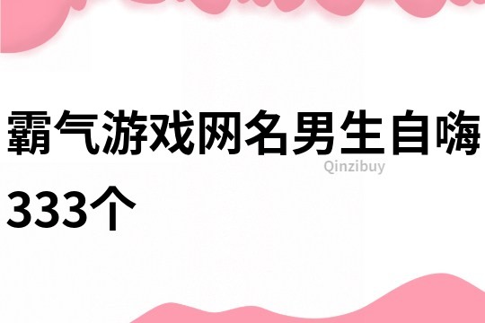 霸氣游戲網名男生自嗨333個
