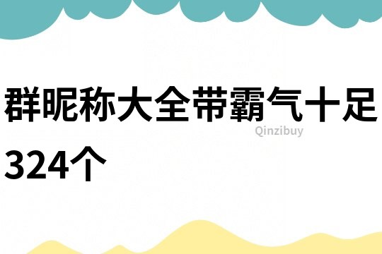 群昵稱大全帶霸氣十足324個