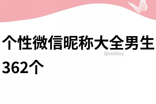 個性微信昵稱大全男生362個