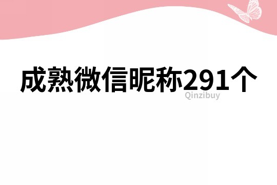 成熟微信昵稱291個