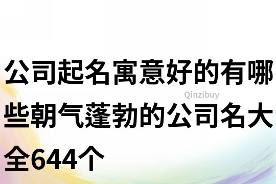 公司起名寓意好的有哪些,朝氣蓬勃的公司名大全644個