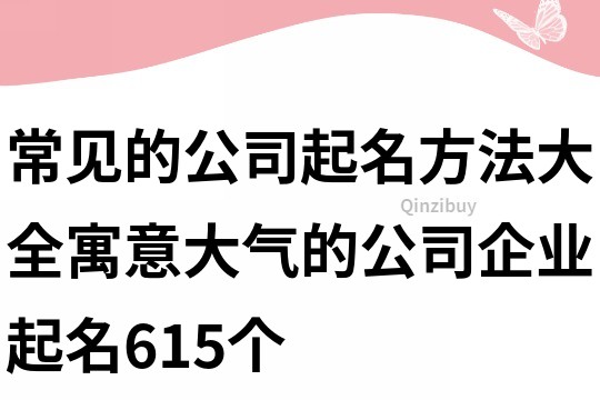 常見的公司起名方法大全,寓意大氣的公司企業(yè)起名615個(gè)
