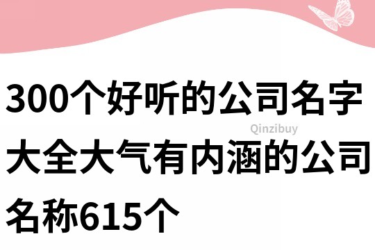 300個好聽的公司名字大全,大氣有內涵的公司名稱615個