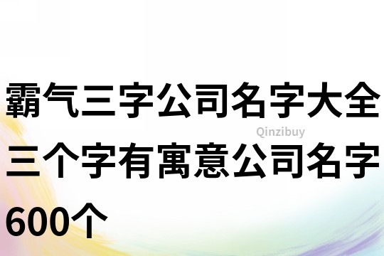 霸氣三字公司名字大全,三個字有寓意公司名字600個