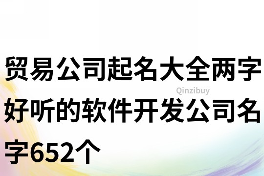貿易公司起名大全兩字,好聽的軟件開發公司名字652個