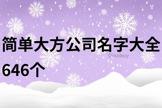 簡單大方公司名字大全646個
