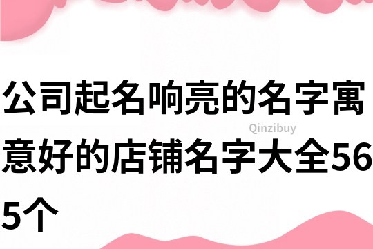 公司起名響亮的名字,寓意好的店鋪名字大全565個