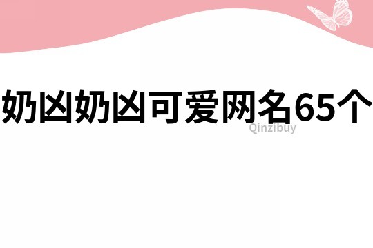 奶兇奶兇可愛網(wǎng)名65個