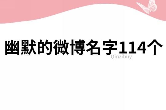 幽默的微博名字114個