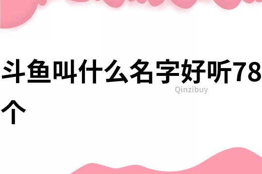 斗魚叫什么名字好聽78個(gè)