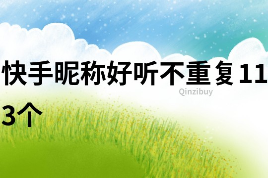 快手昵稱好聽不重復113個