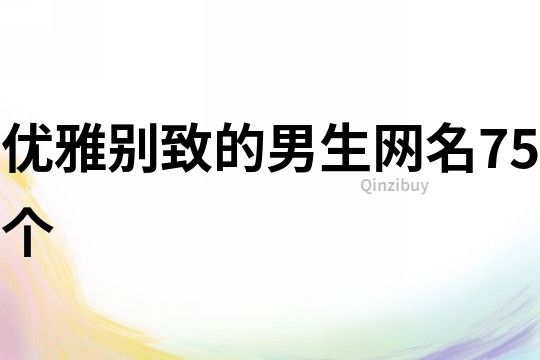 優雅別致的男生網名75個
