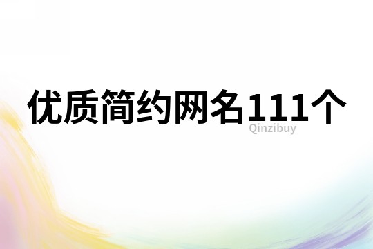 優質簡約網名111個