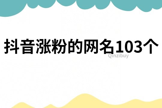 抖音漲粉的網名103個