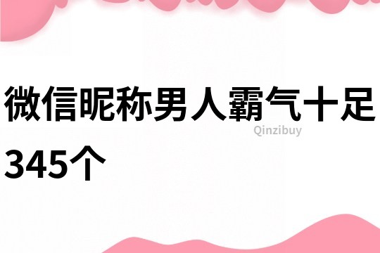 微信昵稱男人霸氣十足345個