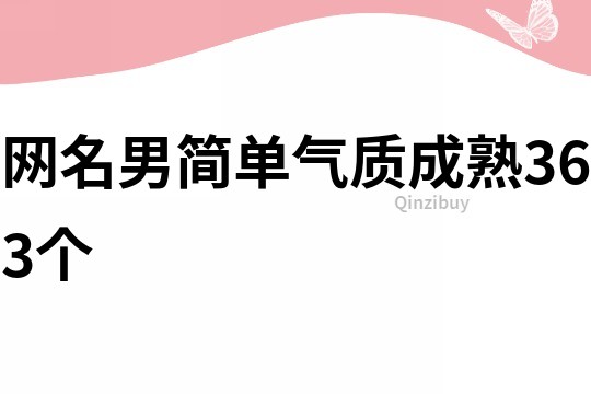 網名男簡單氣質成熟363個
