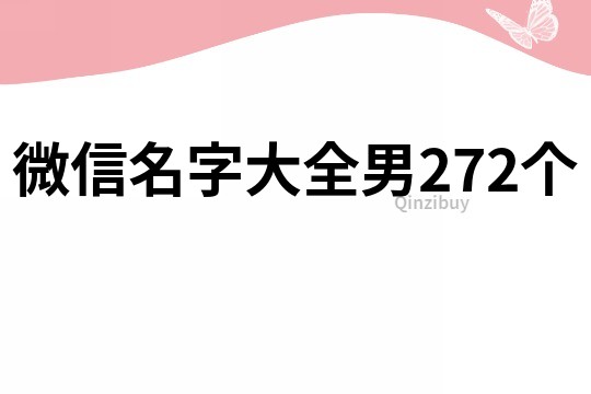 微信名字大全男272個
