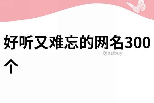 好聽又難忘的網名300個