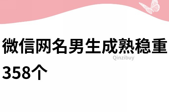 微信網名男生成熟穩重358個
