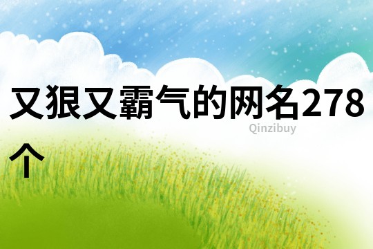 又狠又霸氣的網名278個