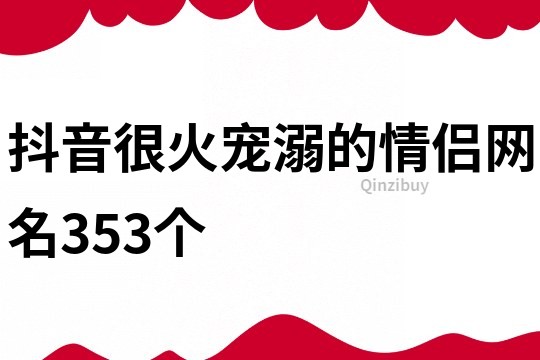 抖音很火寵溺的情侶網名353個