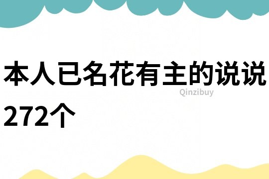 本人已名花有主的說說272個